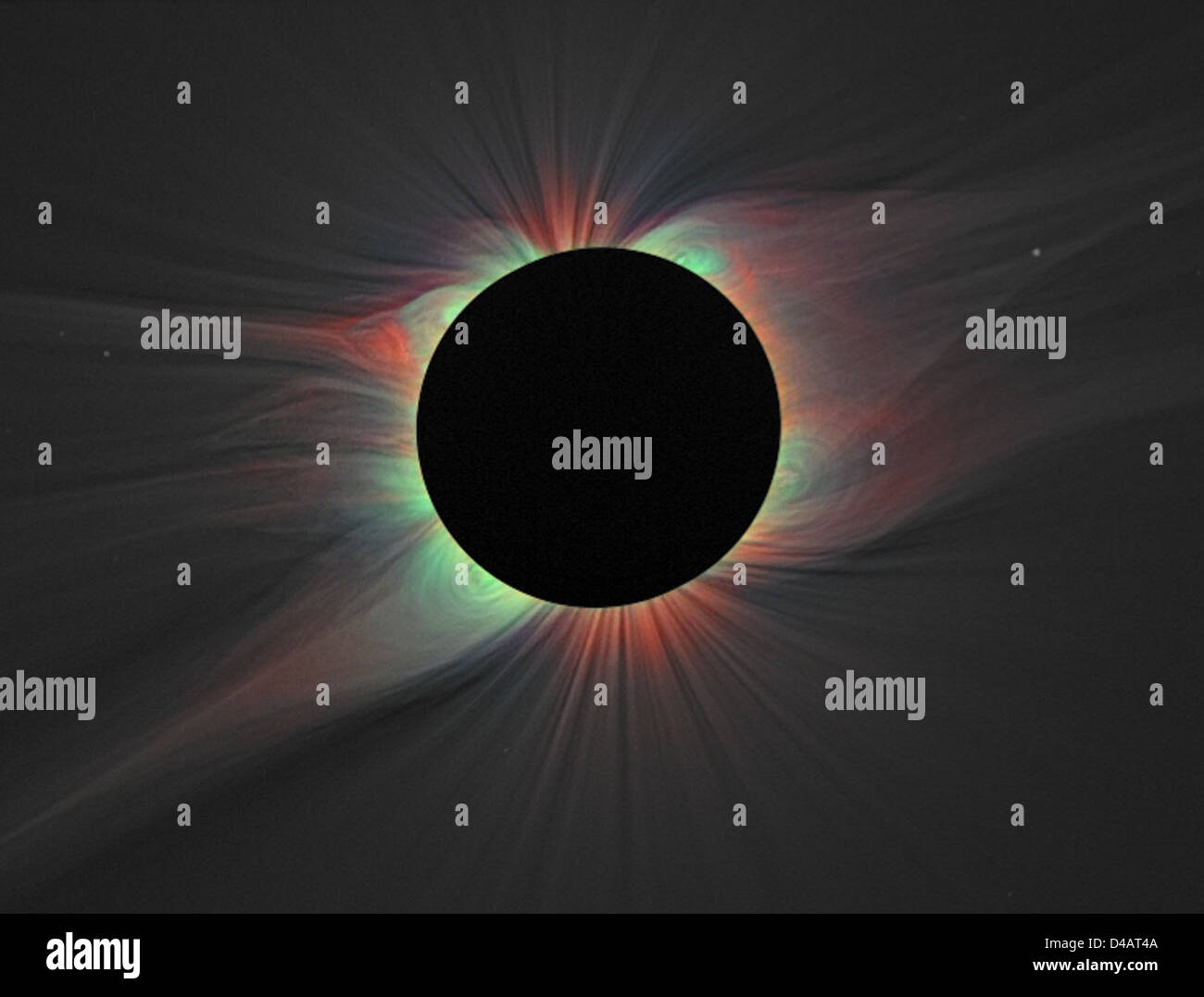 Eclissi di resa delle immagini prima di inafferrabile linea di ferro nella corona solare Foto Stock