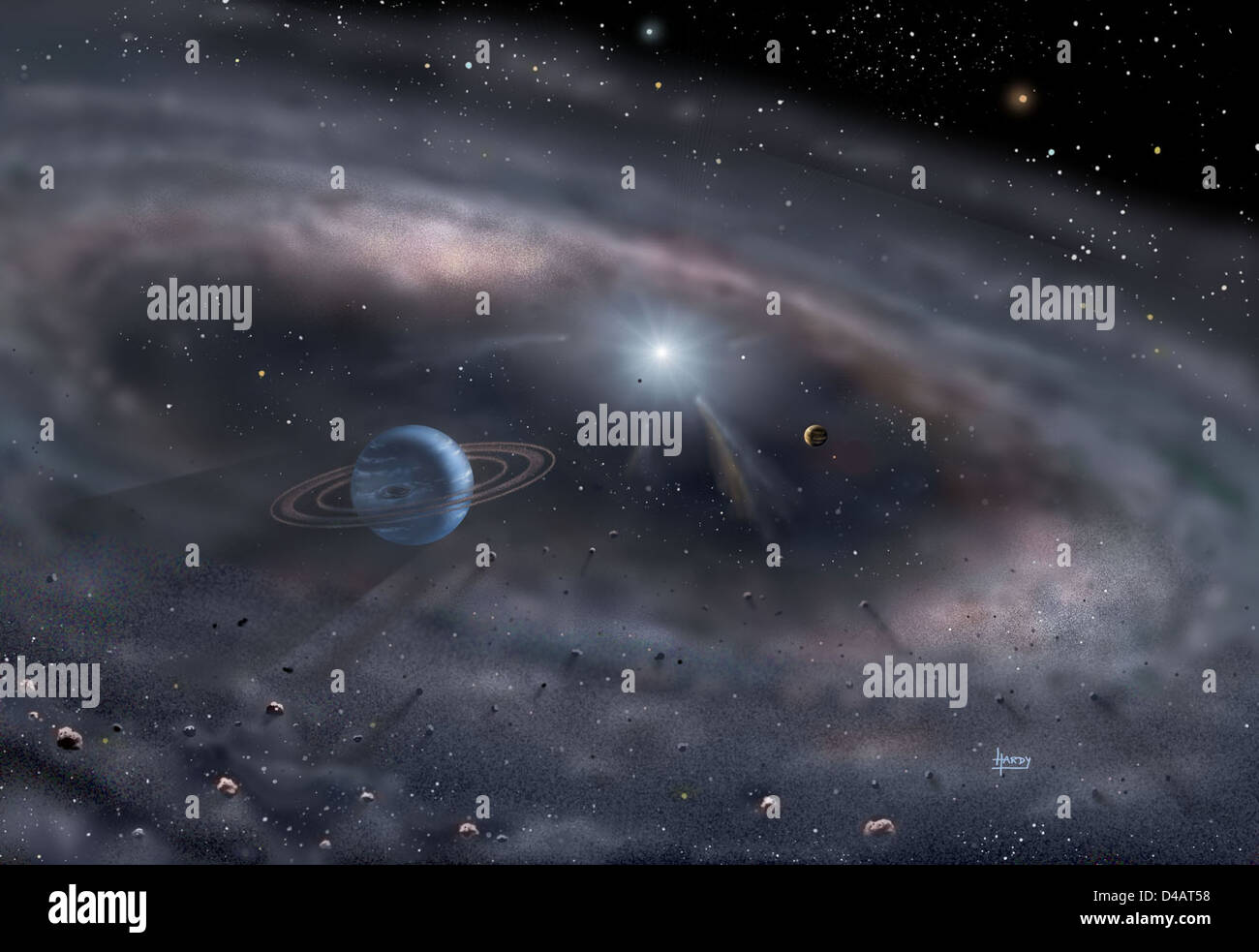 I telescopi Keck utilizzano strumenti tra cui l'interferometro Keck per osservare la giovane stella MWC 419, analizzando la potenziale formazione planetaria e le condizioni all'interno della zona abitabile per una possibile vita. Foto Stock