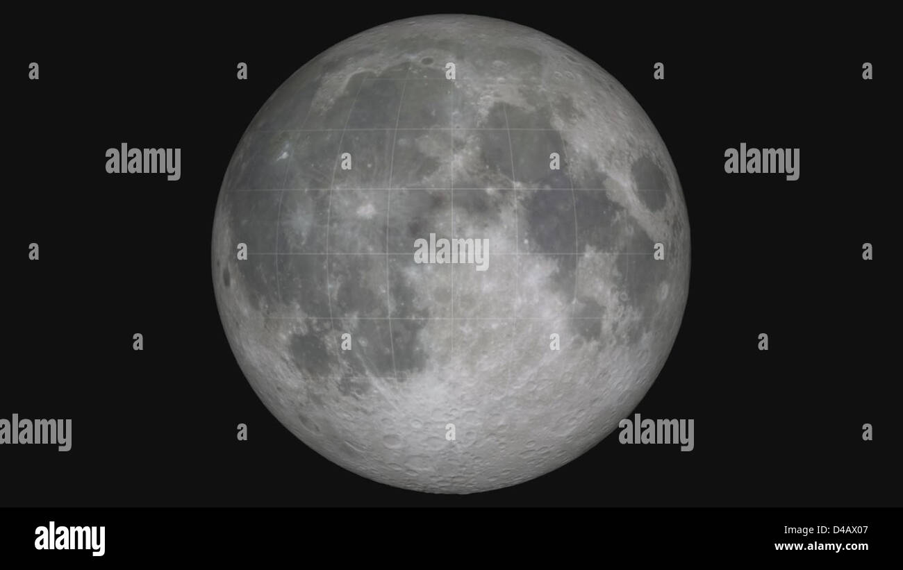 Topografia lunare in colore naturale [HD Video] Foto Stock