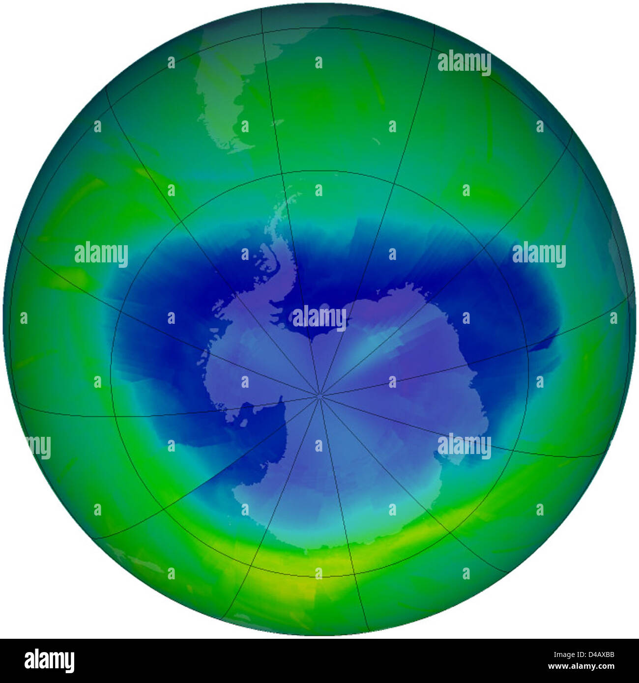 Istantanea dell'Antartico buco dell'ozono 2010 Foto Stock
