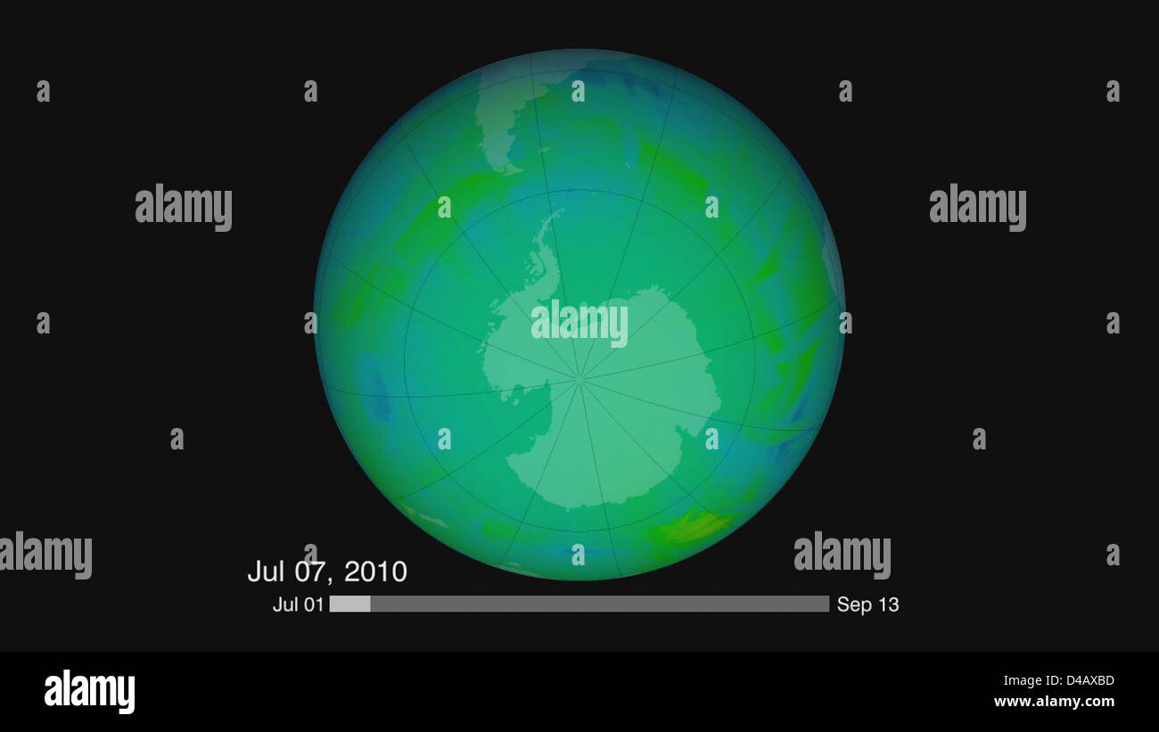 Istantanea dell'Antartico buco dell'ozono 2010 [HD Video] Foto Stock
