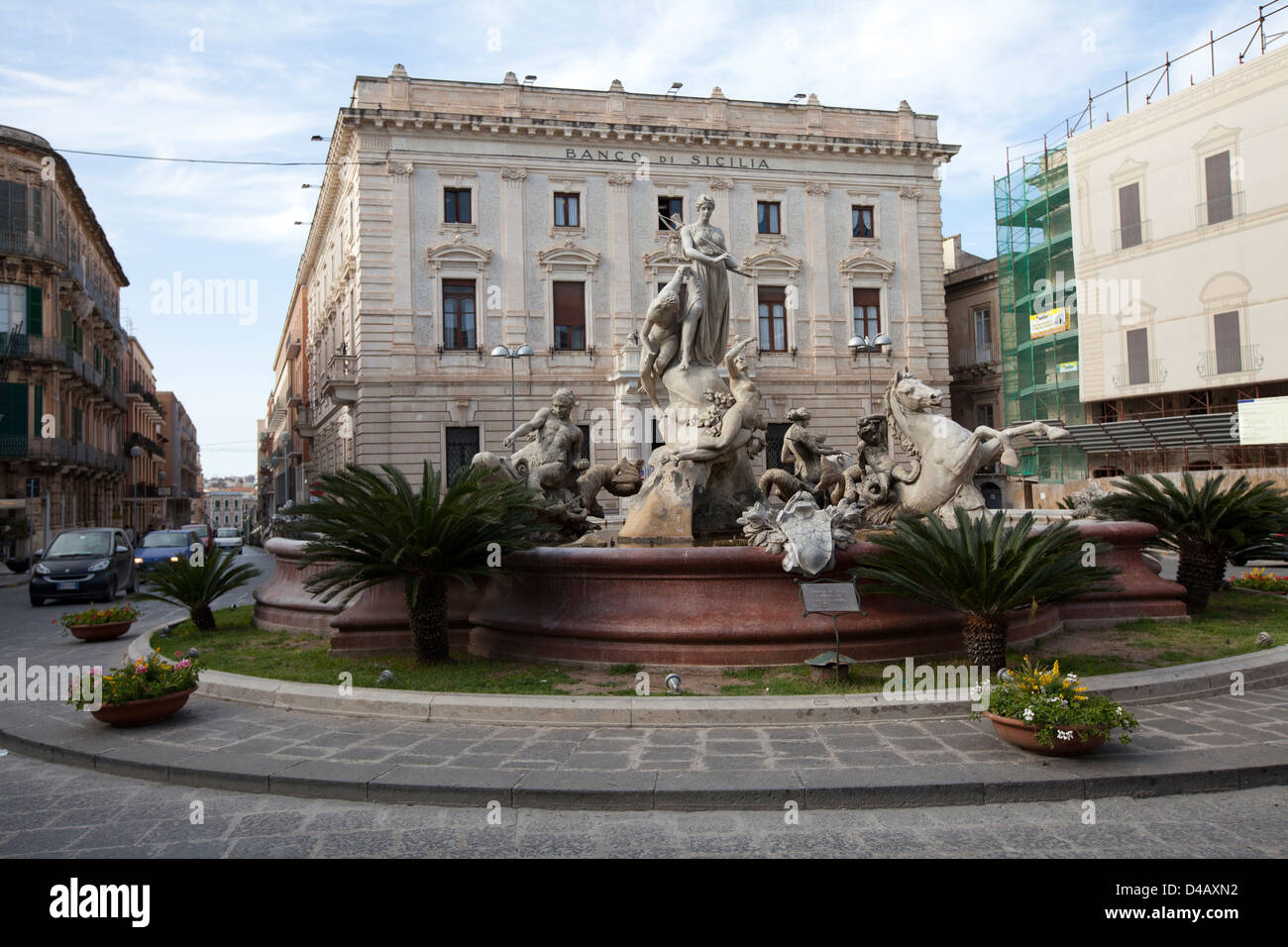 Siracusa, Italia, Artemis fontana a Piazza Archimede Foto Stock