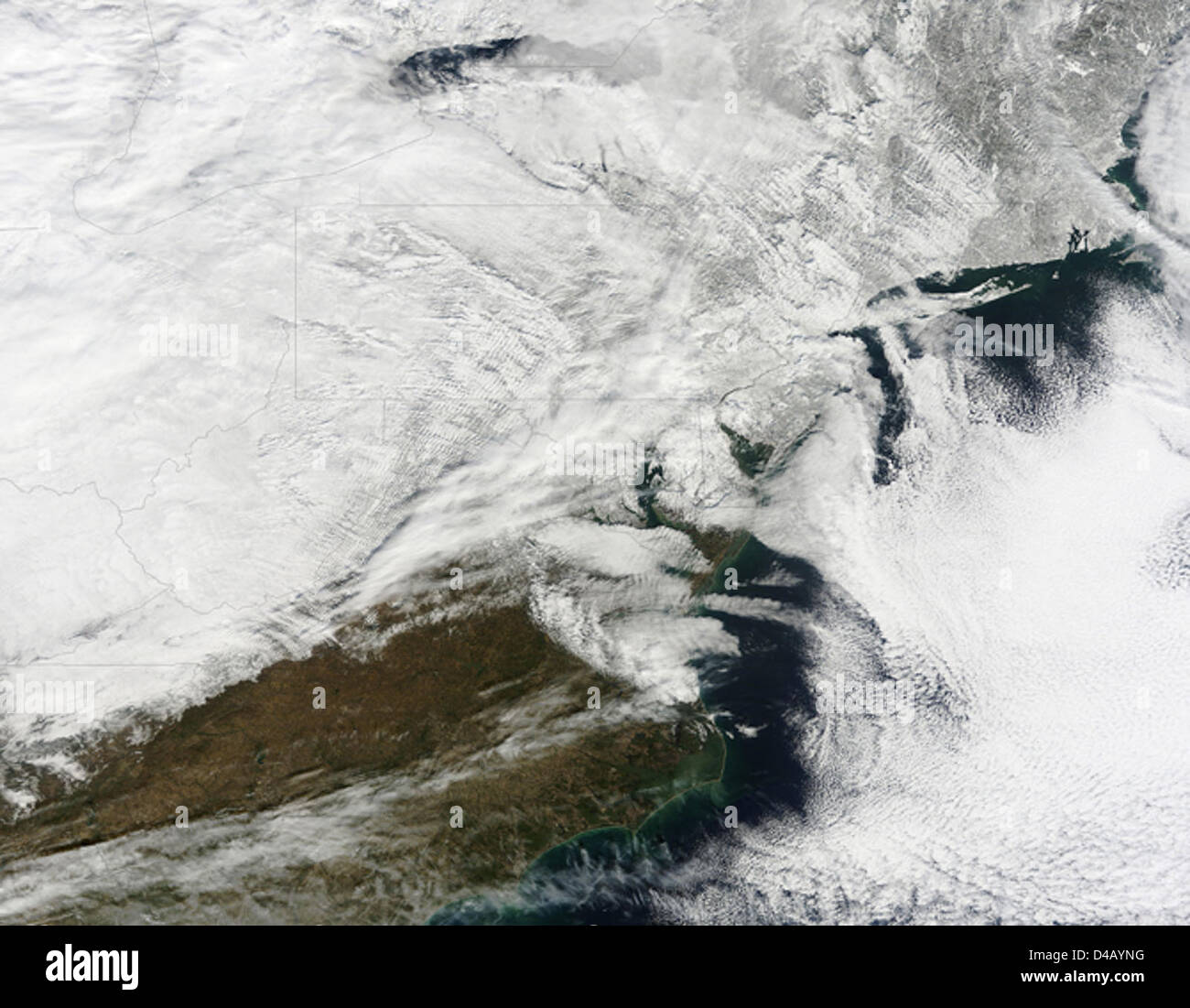 Immagine satellitare del 27 gennaio tempesta di neve Foto Stock