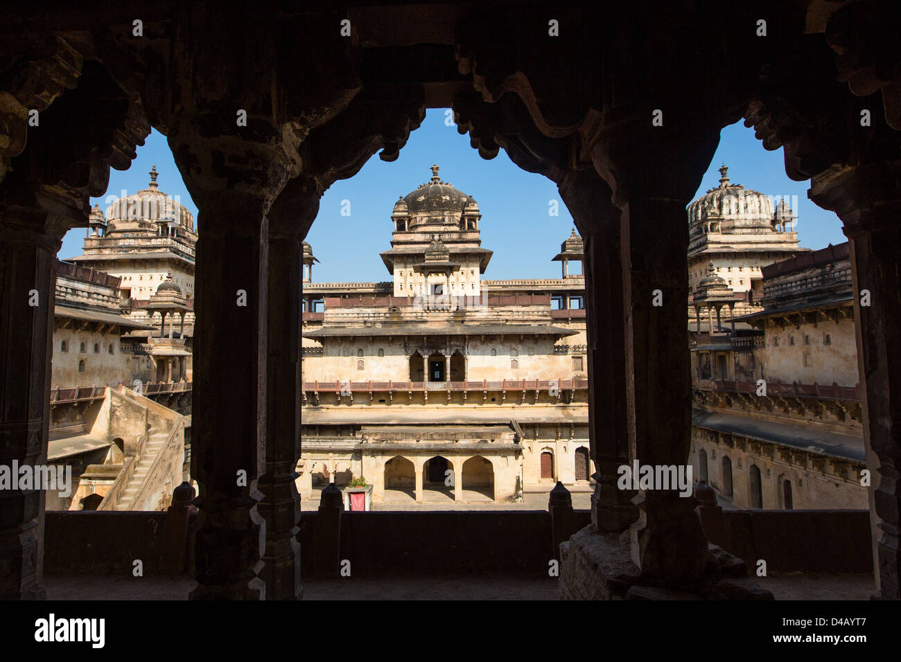 Jahangir Mahal, all'interno di Orchha Fort, Orchha, India Foto Stock