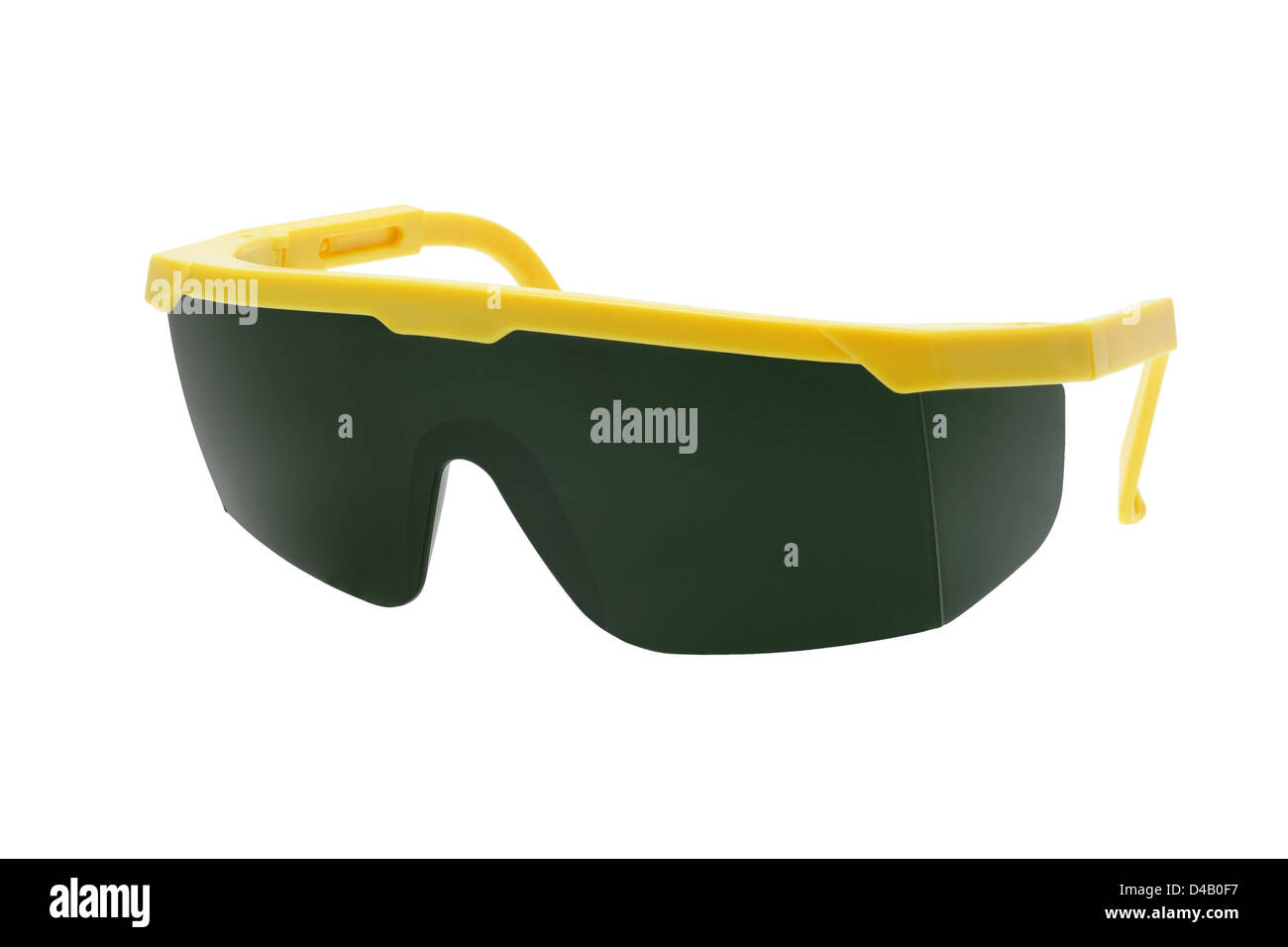 Plastica occhiali di sicurezza su sfondo bianco Foto Stock