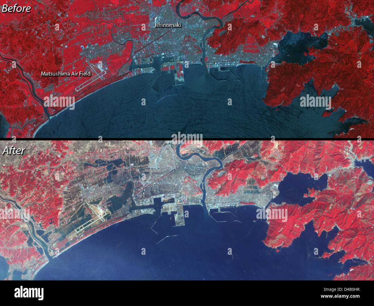 Tsunami danni vicino a Ishinomaki, Giappone Foto Stock