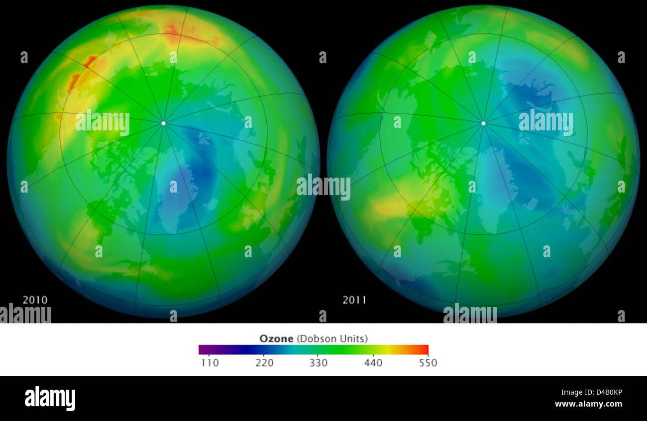 2011 Artico perdita di ozono Foto Stock