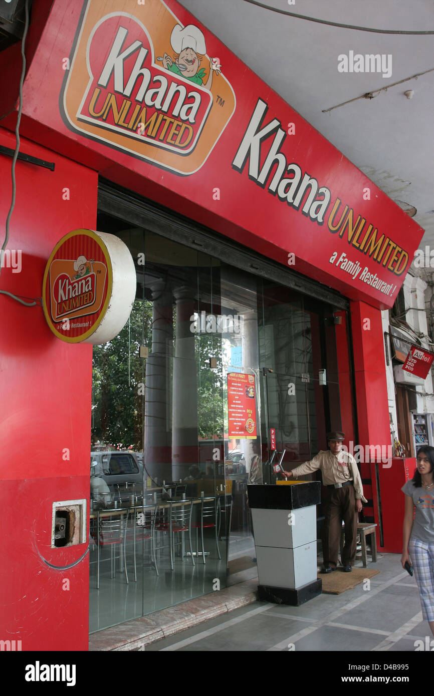 Khana, un ristorante su Connaught Place, New Delhi. Foto Stock