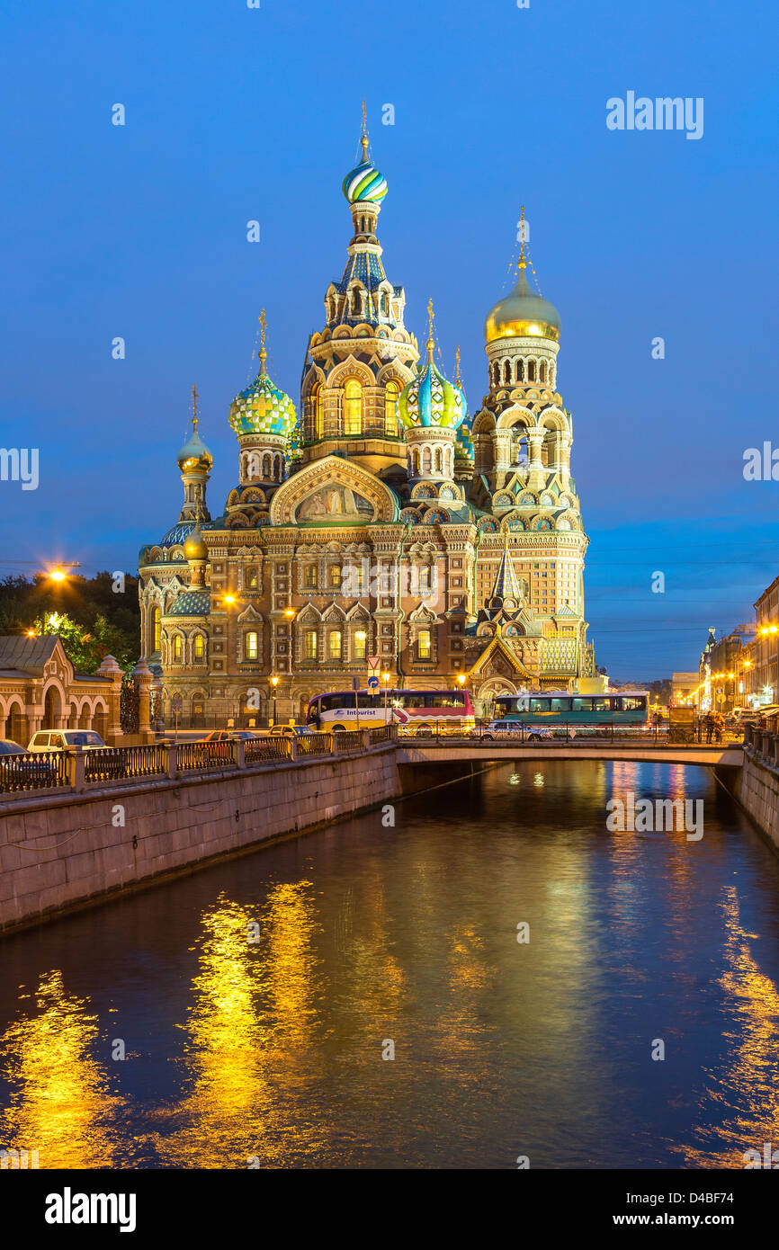 San Pietroburgo, Chiesa della Resurrezione al crepuscolo Foto Stock