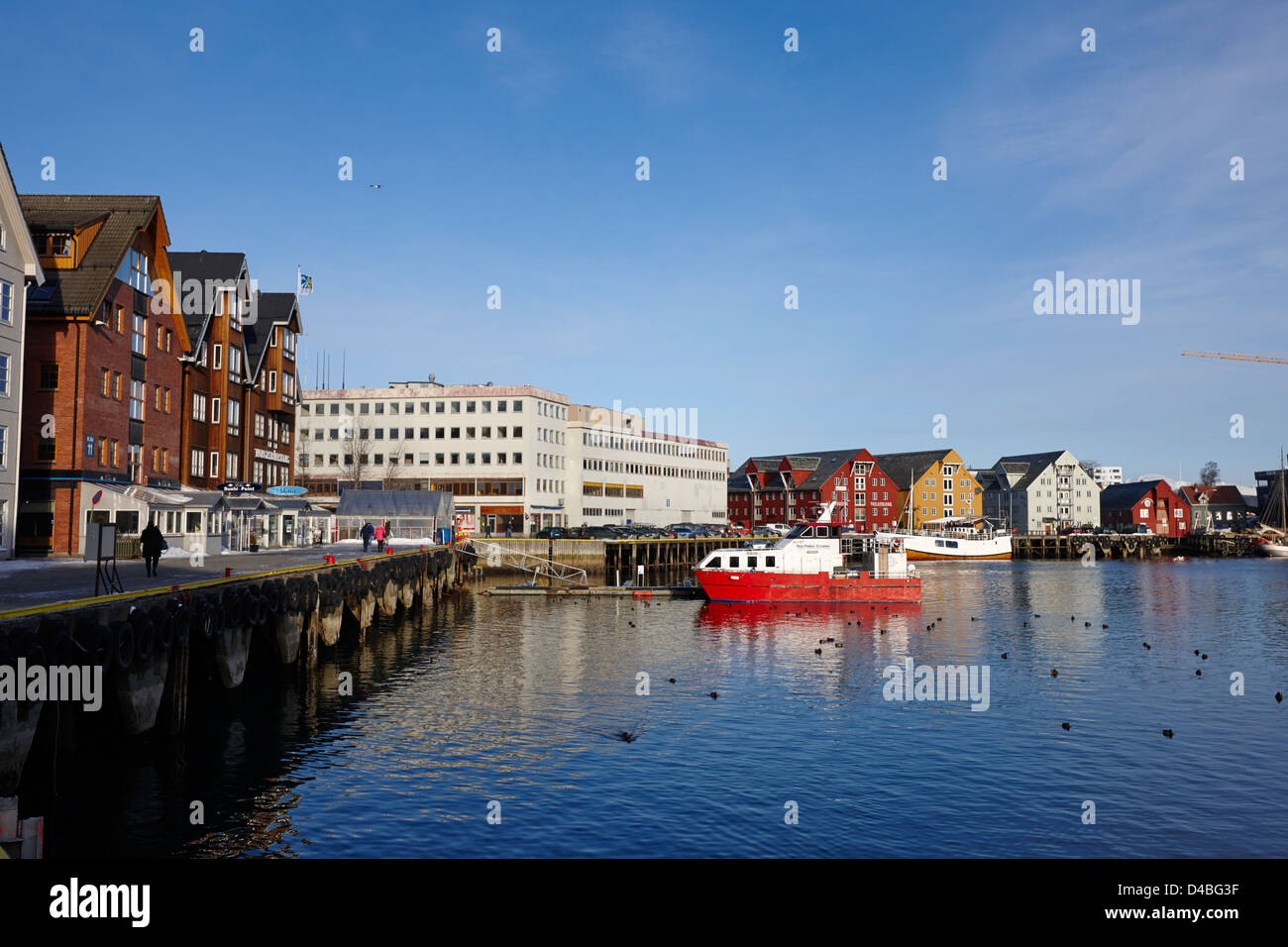 Tromso harbour bryggen troms Norvegia europa Foto Stock