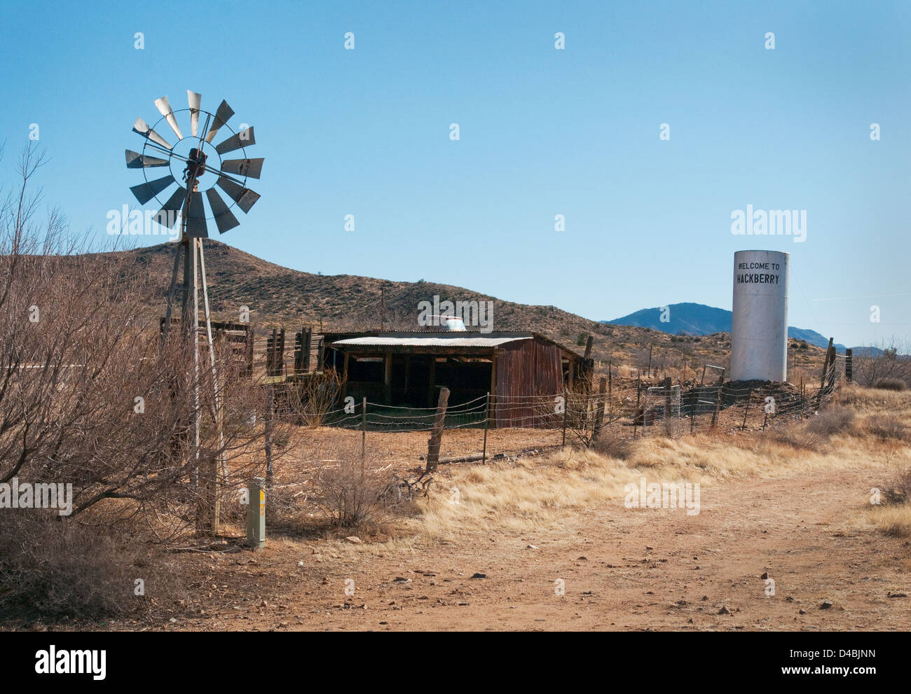 Generatore eolico sul percorso 66, Mohave County, STATI UNITI D'AMERICA Foto Stock
