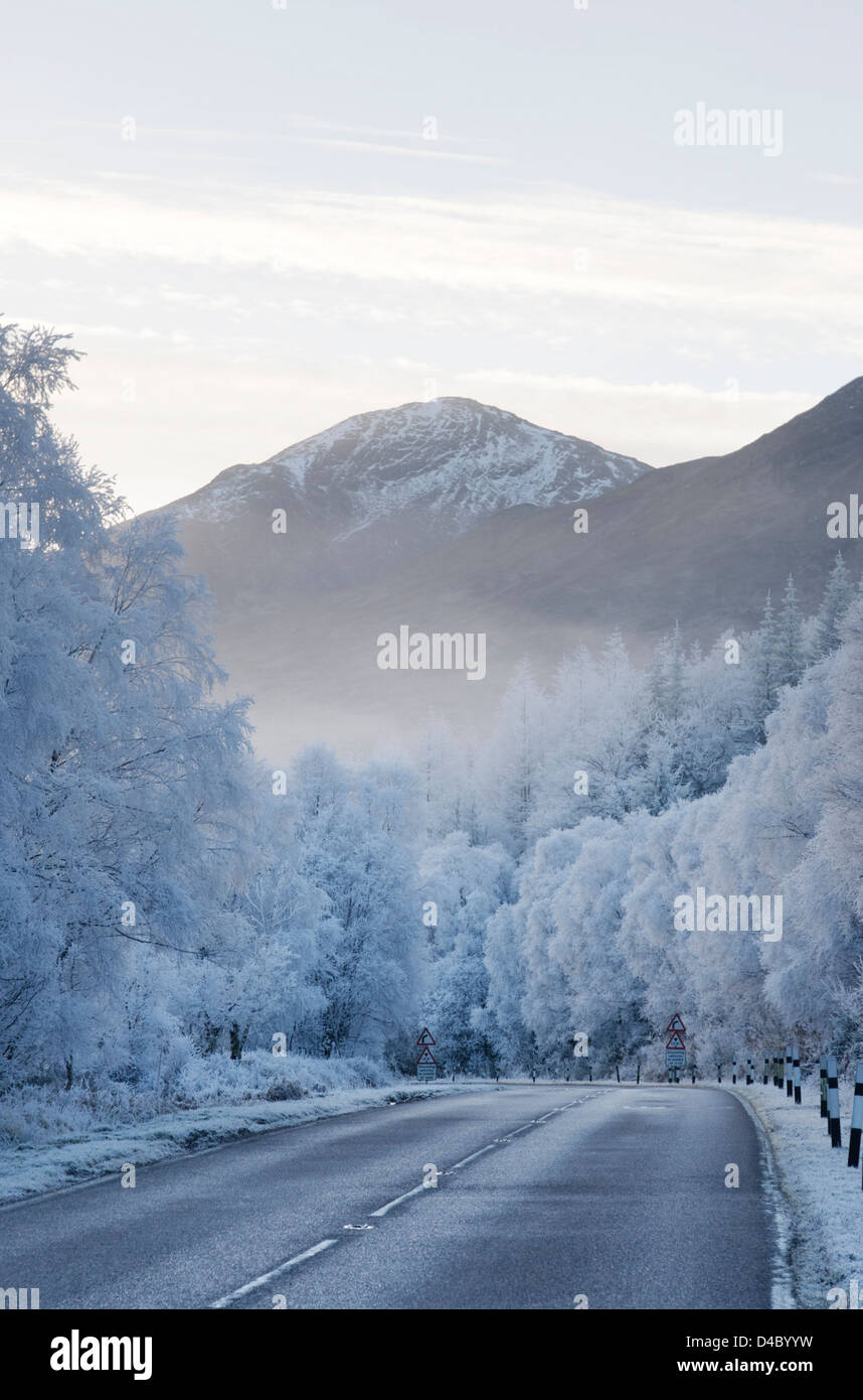 Il pupazzo di neve il meteo a Glenfinnan nelle Highlands scozzesi Foto Stock