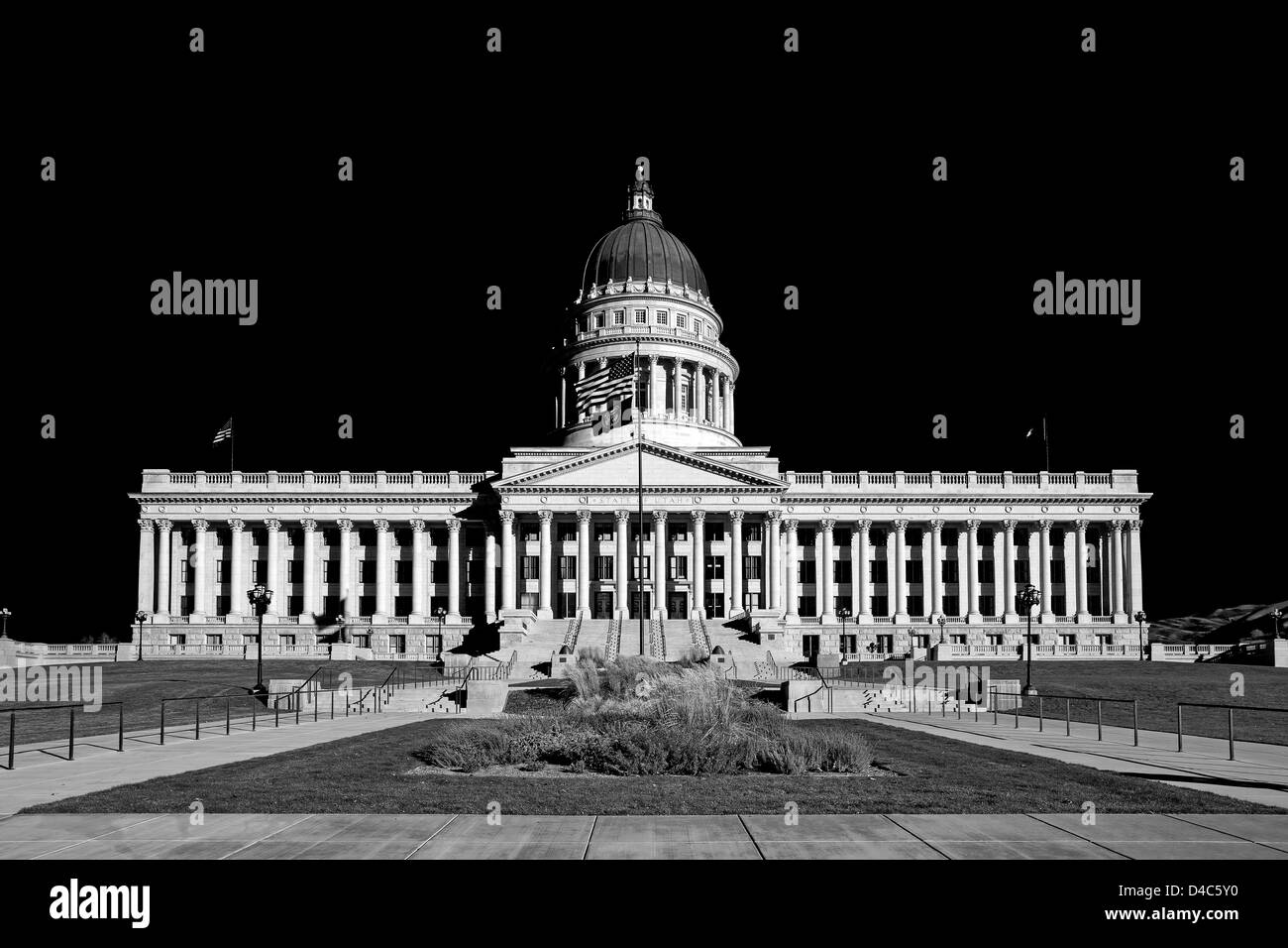 Utah capitale dello stato della fase anteriore vista. In bianco e nero. Foto Stock