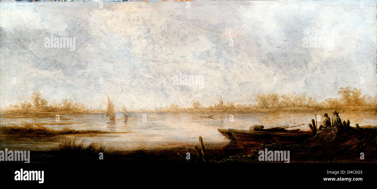 Aelbert Cuyp, paesaggio fluviale. Circa 1640 olio su tela. Dulwich Picture Gallery di Londra Foto Stock