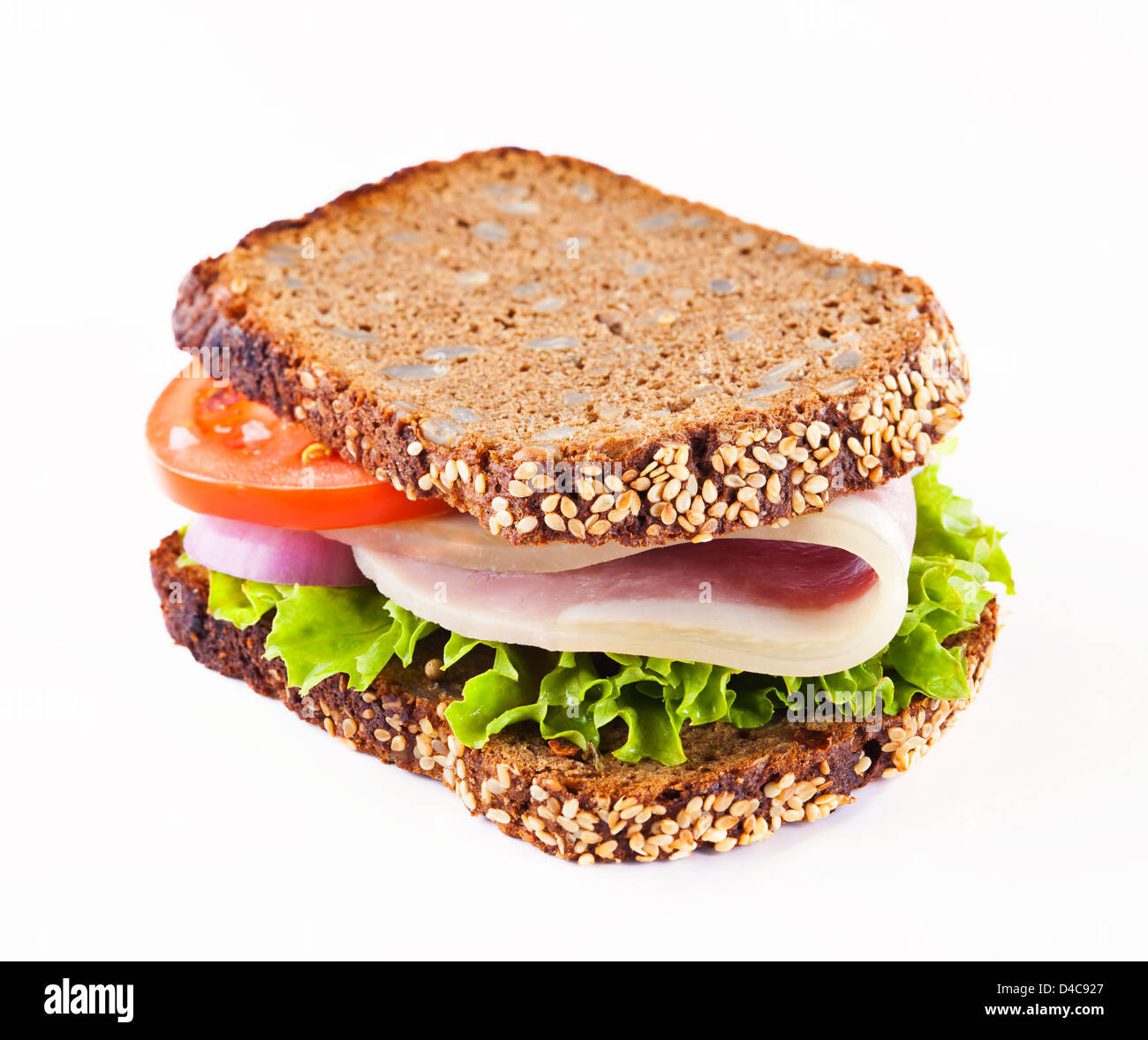 Una sana grano intero sandwich di pane con prosciutto Foto Stock