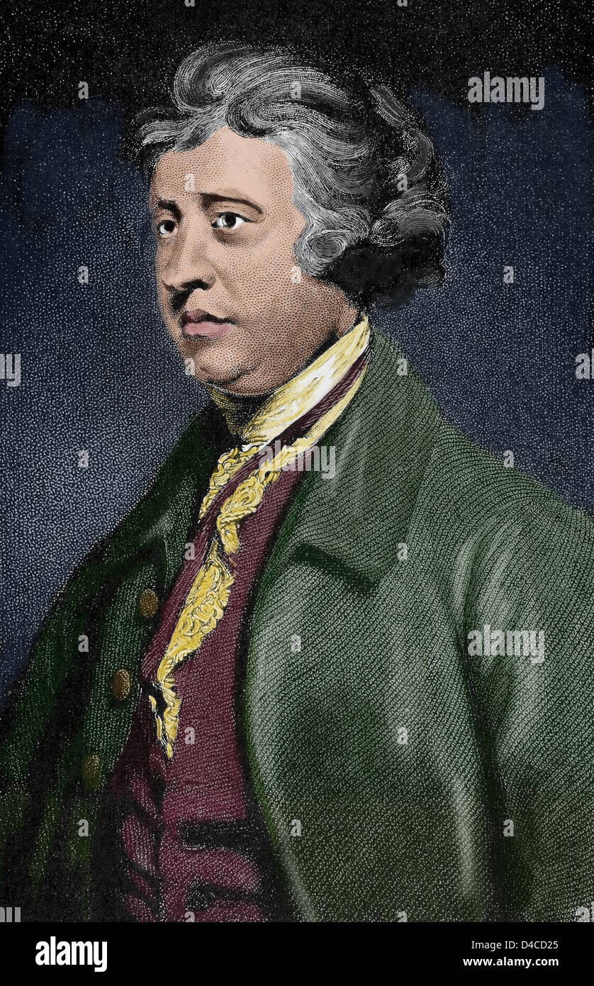 Edmund Burke (1729-1797). Lo scrittore irlandese e politico. Incisione della Rivoluzione Americana. Colorati. Foto Stock