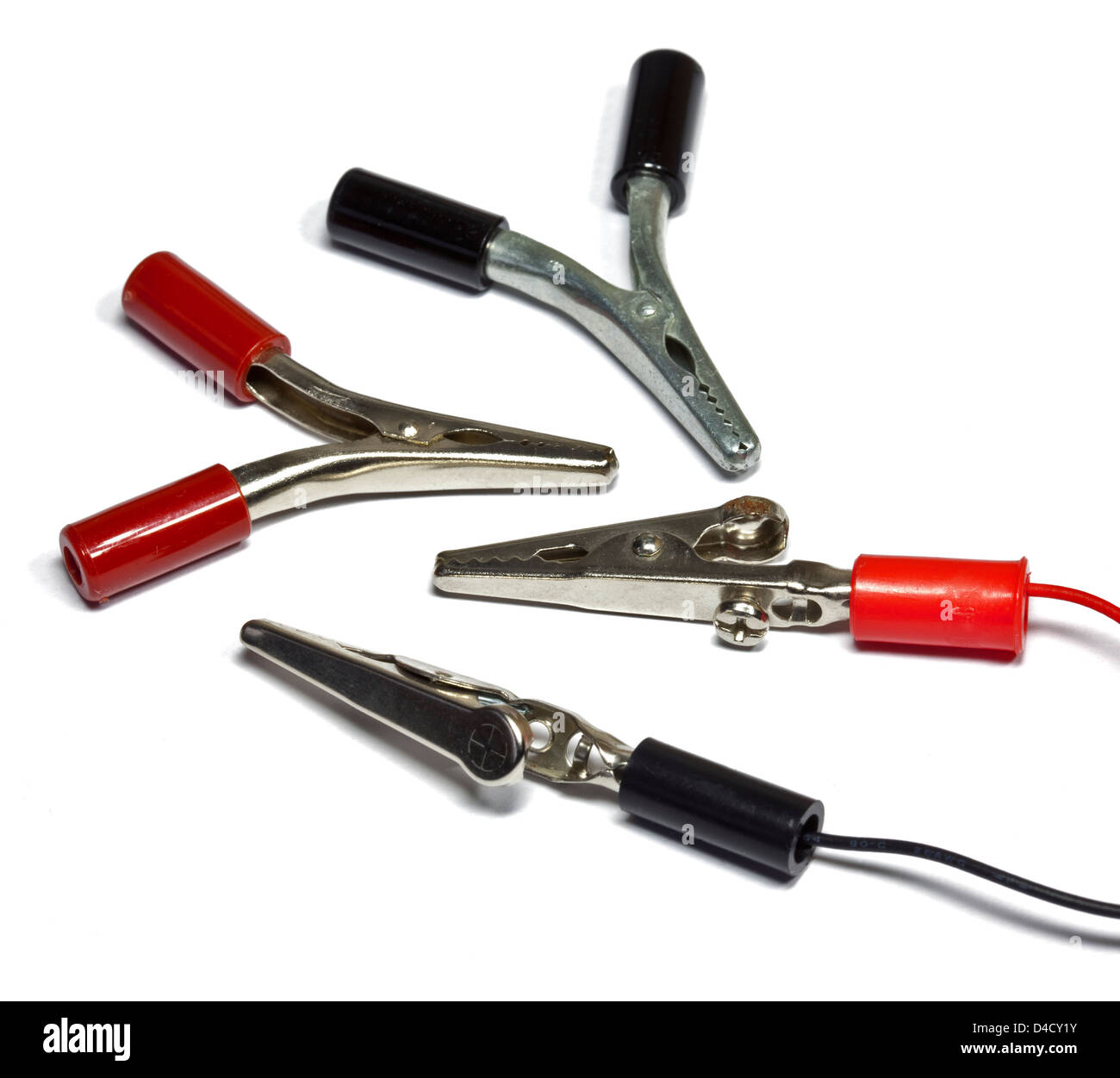 PINZA PINZETTA A COCCODRILLO ROSSA ISOLATA CON PRESA A BANANA 4mm