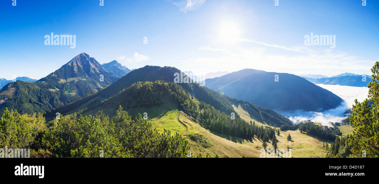 Vista da Wildfrauensteig a Bosruck, Alpi Ennstal, Stiria, Austria Foto Stock