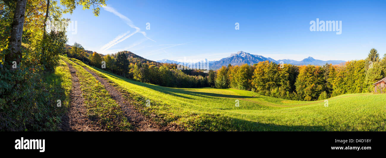 Autunno sopra la Valle della Salzach, Stato di Salisburgo, Austria Foto Stock
