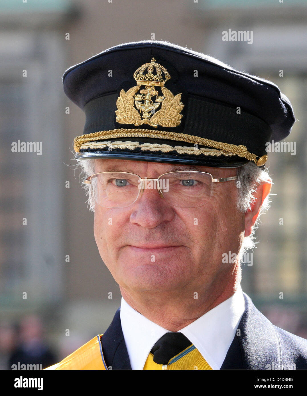 Re Carlo XVI Gustavo di Svezia nella foto a Stoccolma, Svezia, 15 aprile 2008. Il Duca e la Duchessa di Lussemburgo sono su di una visita ufficiale di tre giorni in Svezia. Foto: Albert Nieboer (PAESI BASSI) Foto Stock