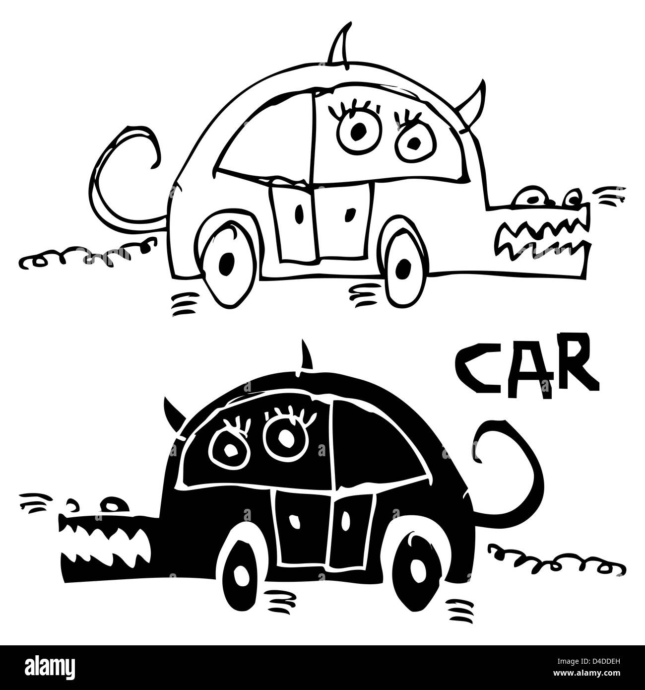 Funny doodle auto Foto Stock