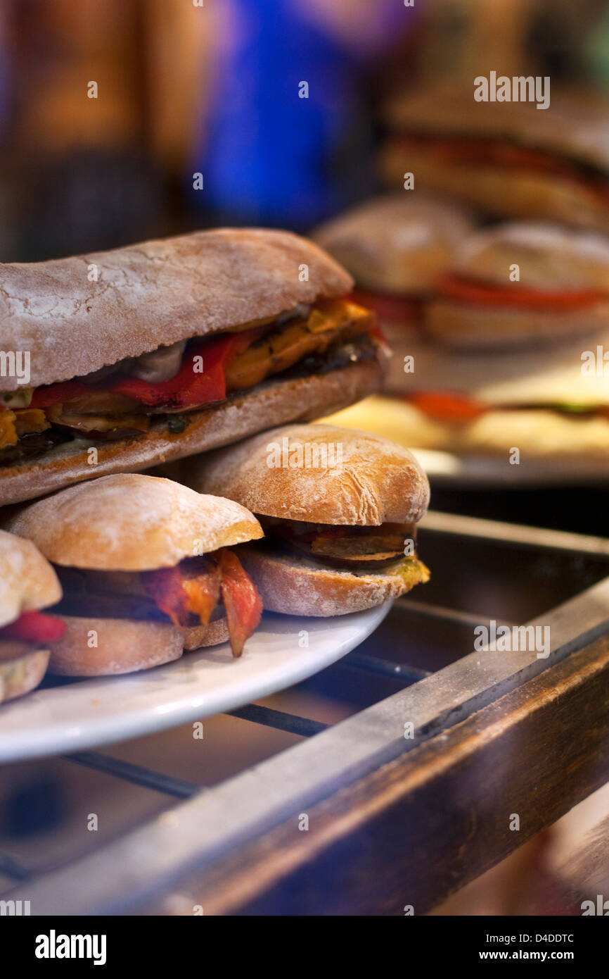 Panini in offerta presso il cafe su Degraves Street. Melbourne, Victoria, Australia Foto Stock