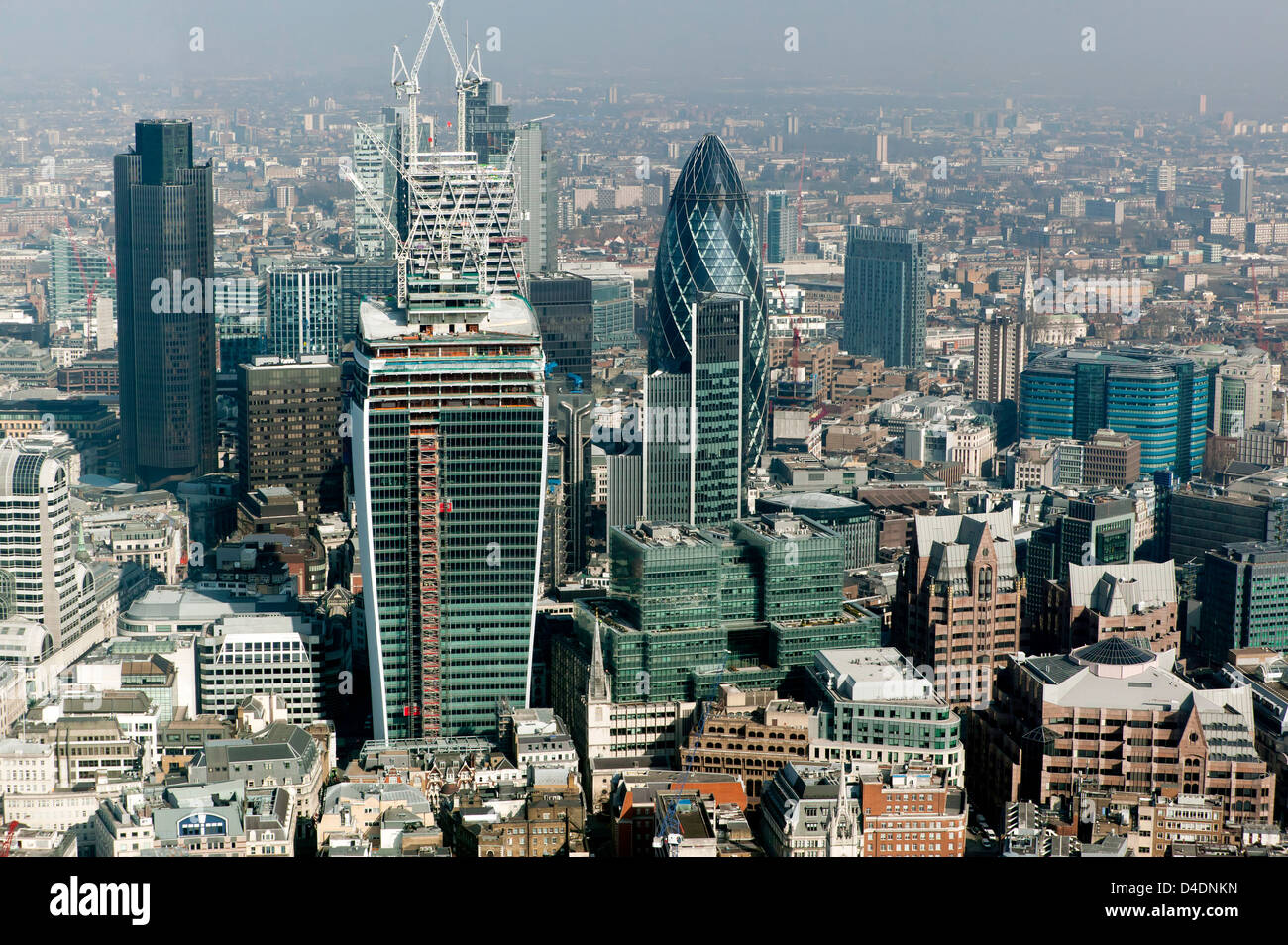Vista aerea della città del distretto finanziario di Londra Foto Stock