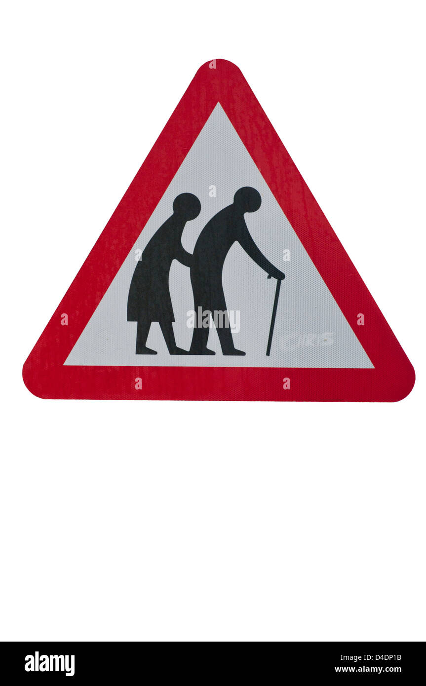 Anziani pedoni cartello stradale Regno Unito Foto Stock