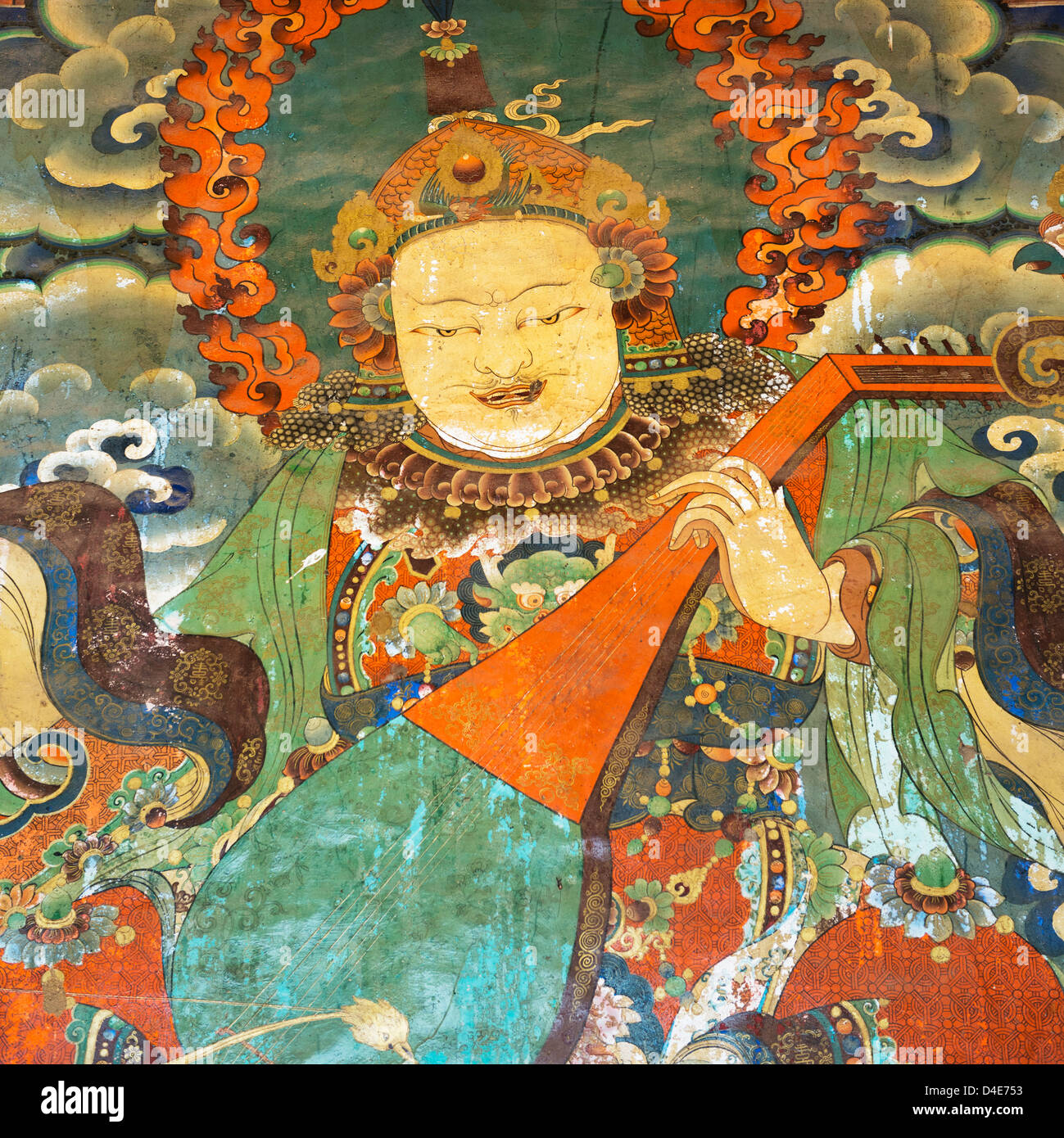 Cina, Xizang, Lhasa, colorato immagine dipinta al Monastero di Sera Foto Stock