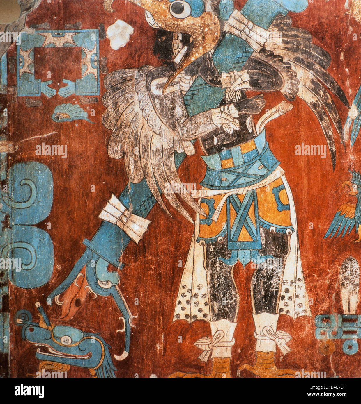 Cacaxtla (Tiaxcala scena di battaglia murale dettaglio c. 900 vicino a Città del Messico artista sconosciuto Foto Stock