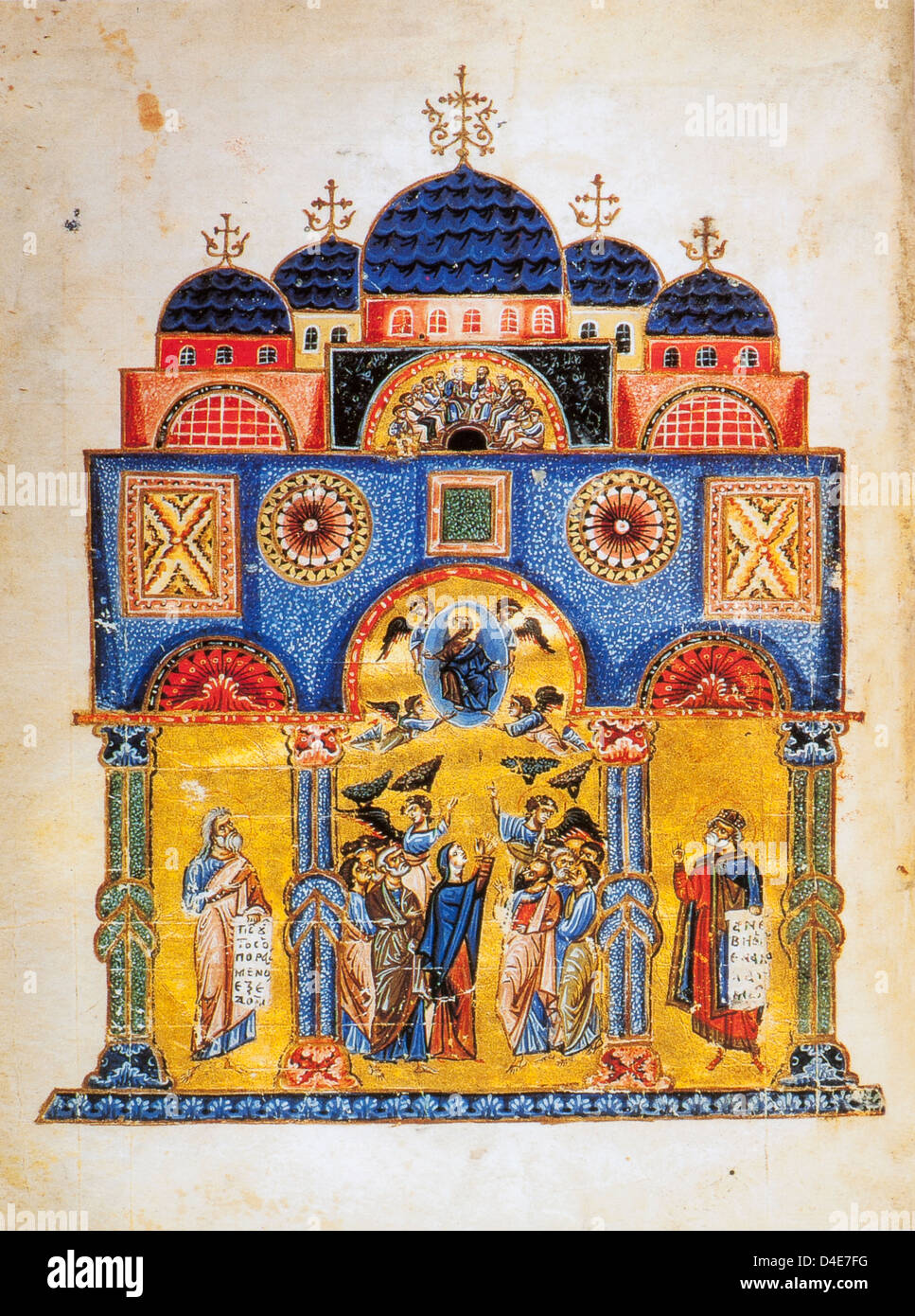 Ascensione da Jacobus di Kokkinobaphos dodicesimo secolo frontespizio per le omelie in Bibliotheque Nationale di Parigi Foto Stock