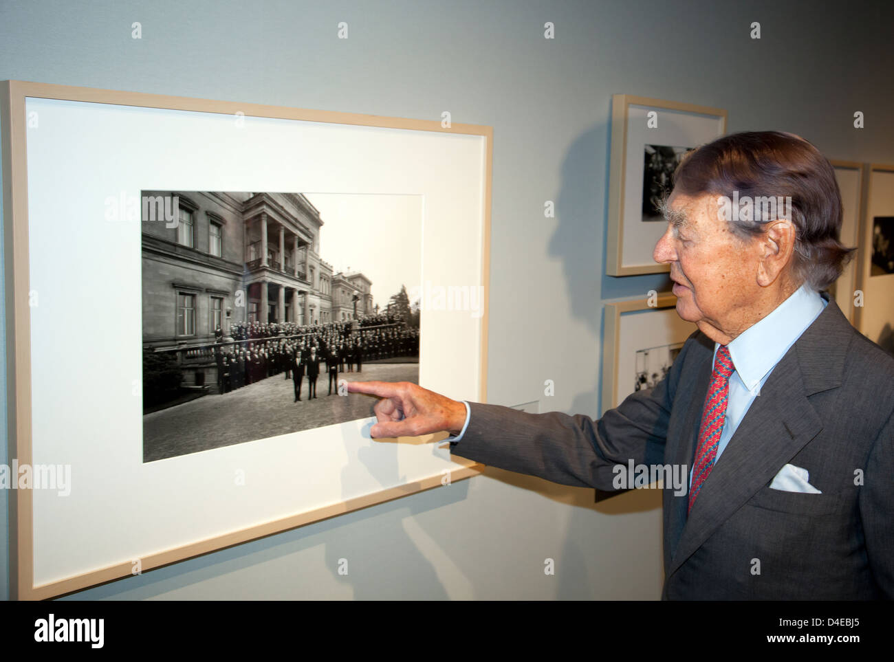 Essen, Germania, Berthold Beitz ha visitato la Krupp mostra fotografica Foto Stock