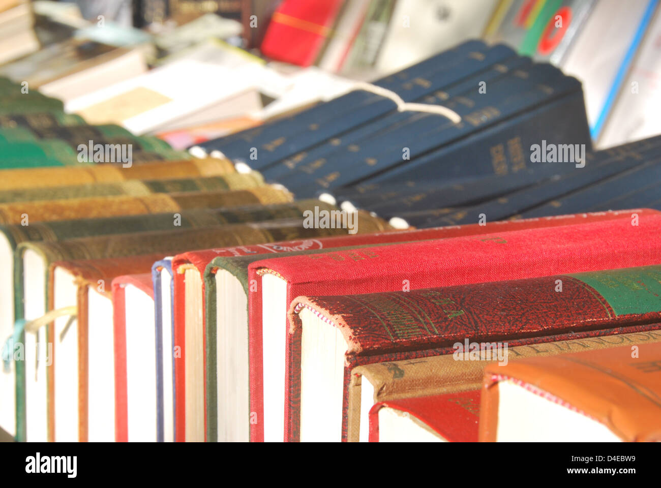 Libri presso la storica Cuesta de Moyano edicole di Madrid in Spagna Foto Stock