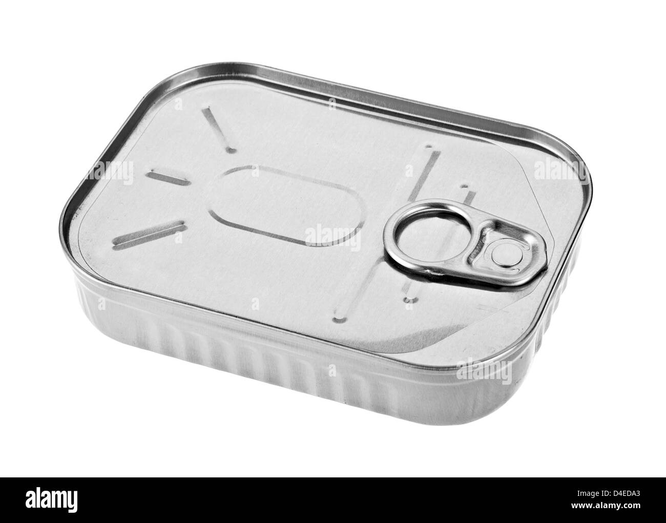 In metallo può closeup isolato su bianco Foto Stock
