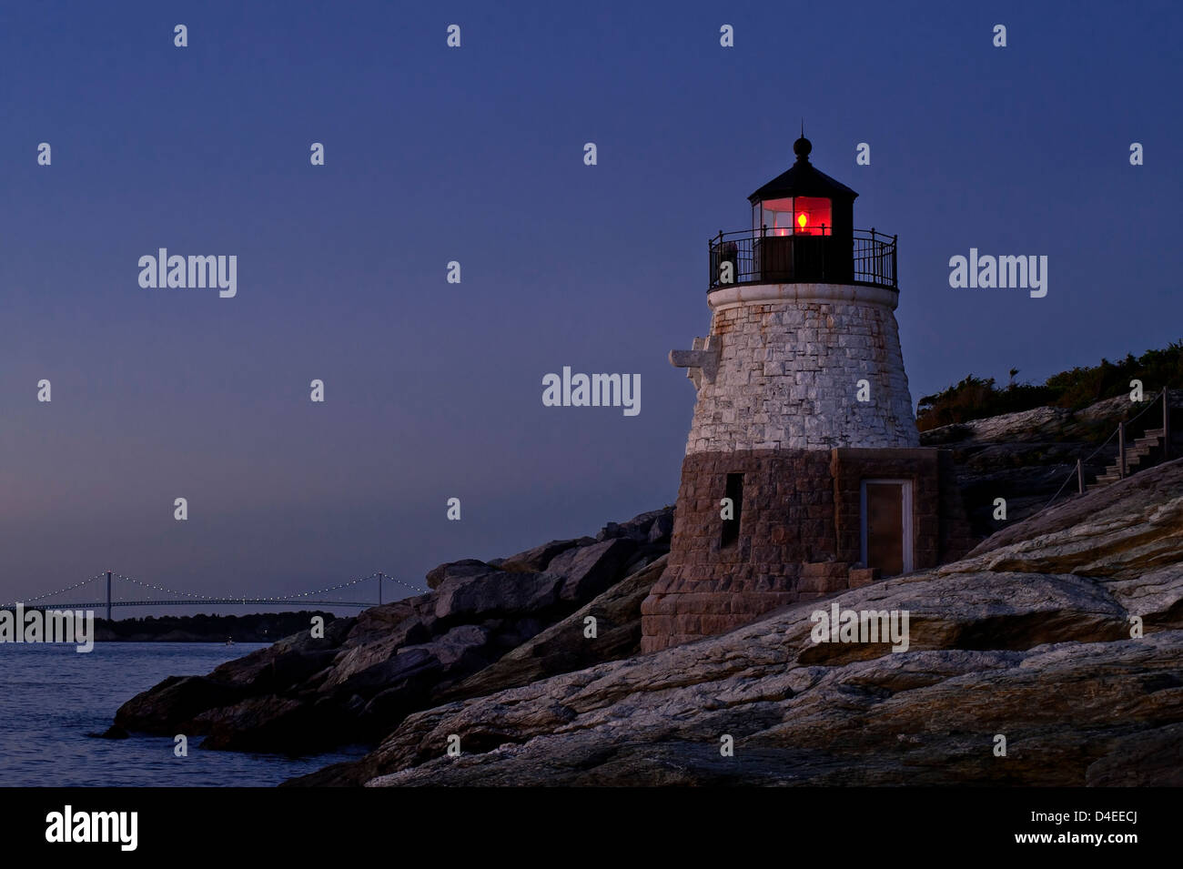 Castle Hill lighthouse, Newport, RI, Rhode Island, STATI UNITI D'AMERICA Foto Stock