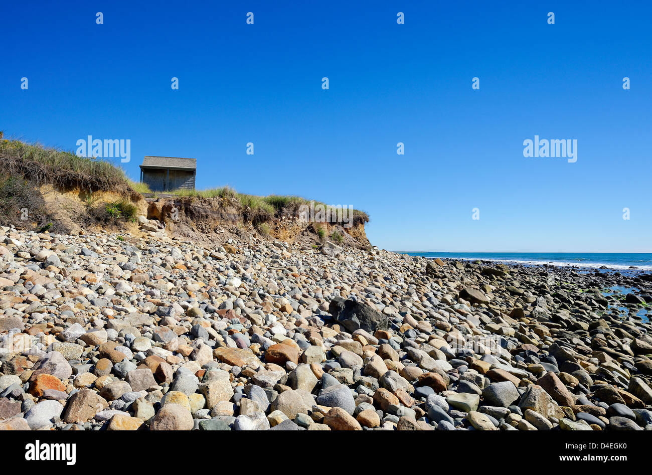 Rustica capanna sulla spiaggia, Martha's Vineyard, Massachusetts, STATI UNITI D'AMERICA Foto Stock