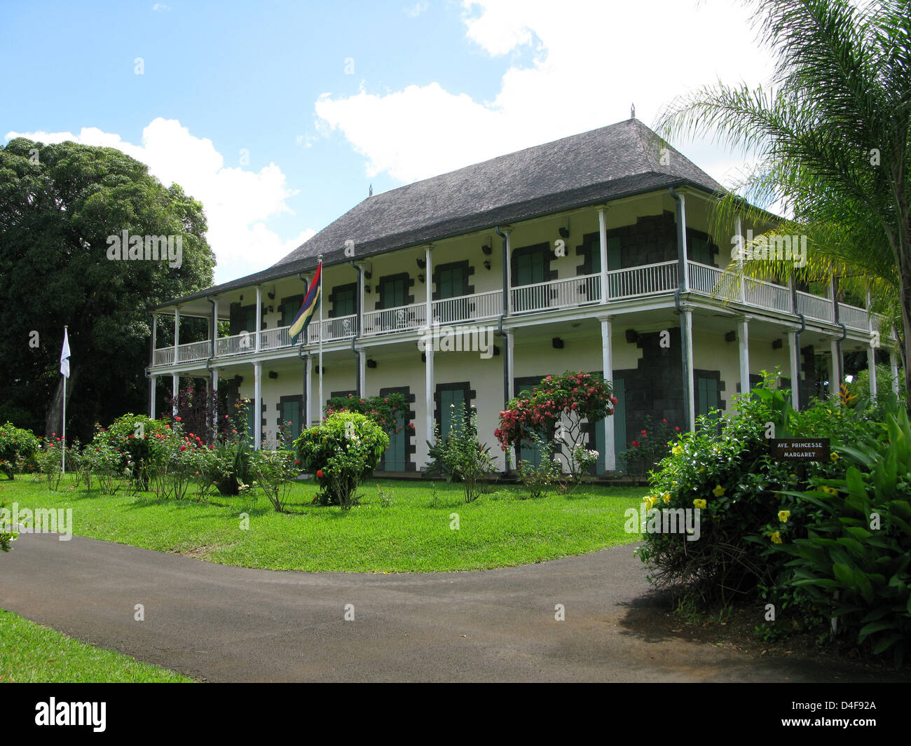 La foto mostra la residenza coloniale 'Msu Plaisir" presso i Giardini di Pamplemousses, Mauritius, 07 aprile 2008. Foto: Lars Halbauer Foto Stock