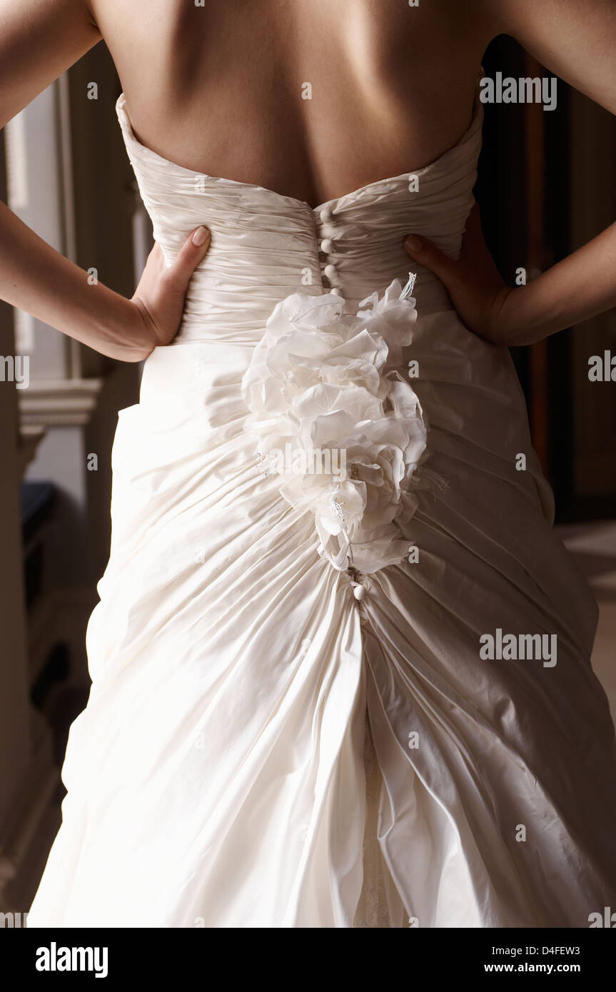 Close up della sposa abito Foto Stock