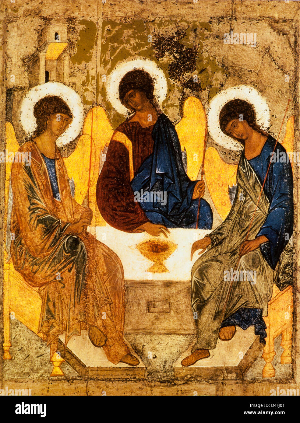 Icona della Trinità, c. 1411 da Andrei Rubley allo stato galleria Tretyakov di Mosca Foto Stock