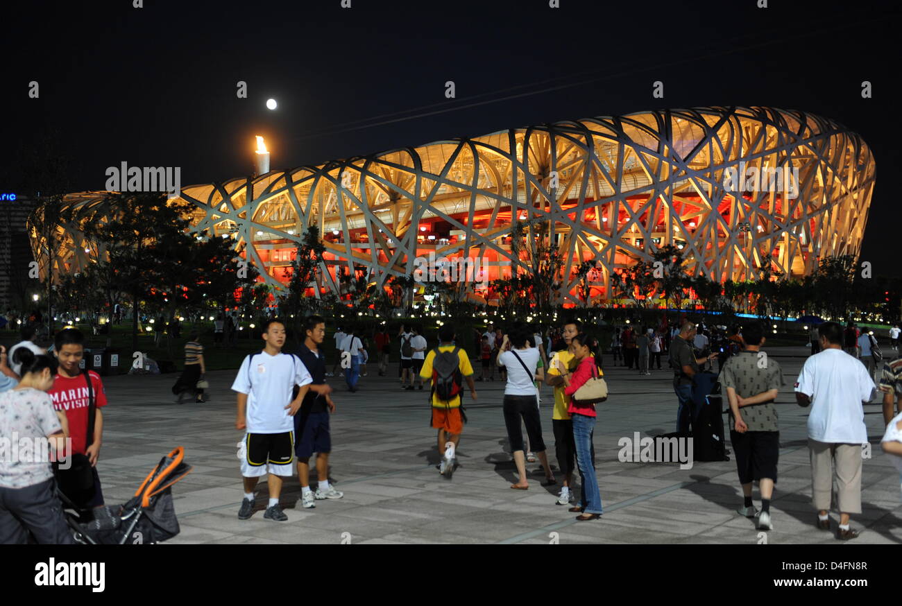 Lo Stadio Nazionale è raffigurato durante le manifestazioni di atletica ai Giochi Olimpici di Pechino 2008, Pechino, Cina, 15 agosto 2008. Foto: Peer Grimm dpa ###dpa### Foto Stock