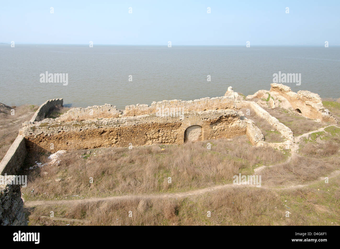 La fortezza Akkerman dal Dniester Liman (White rock, bianco fortezza), Belgorod-Dnestrovskiy , Ucraina, Europa orientale Foto Stock