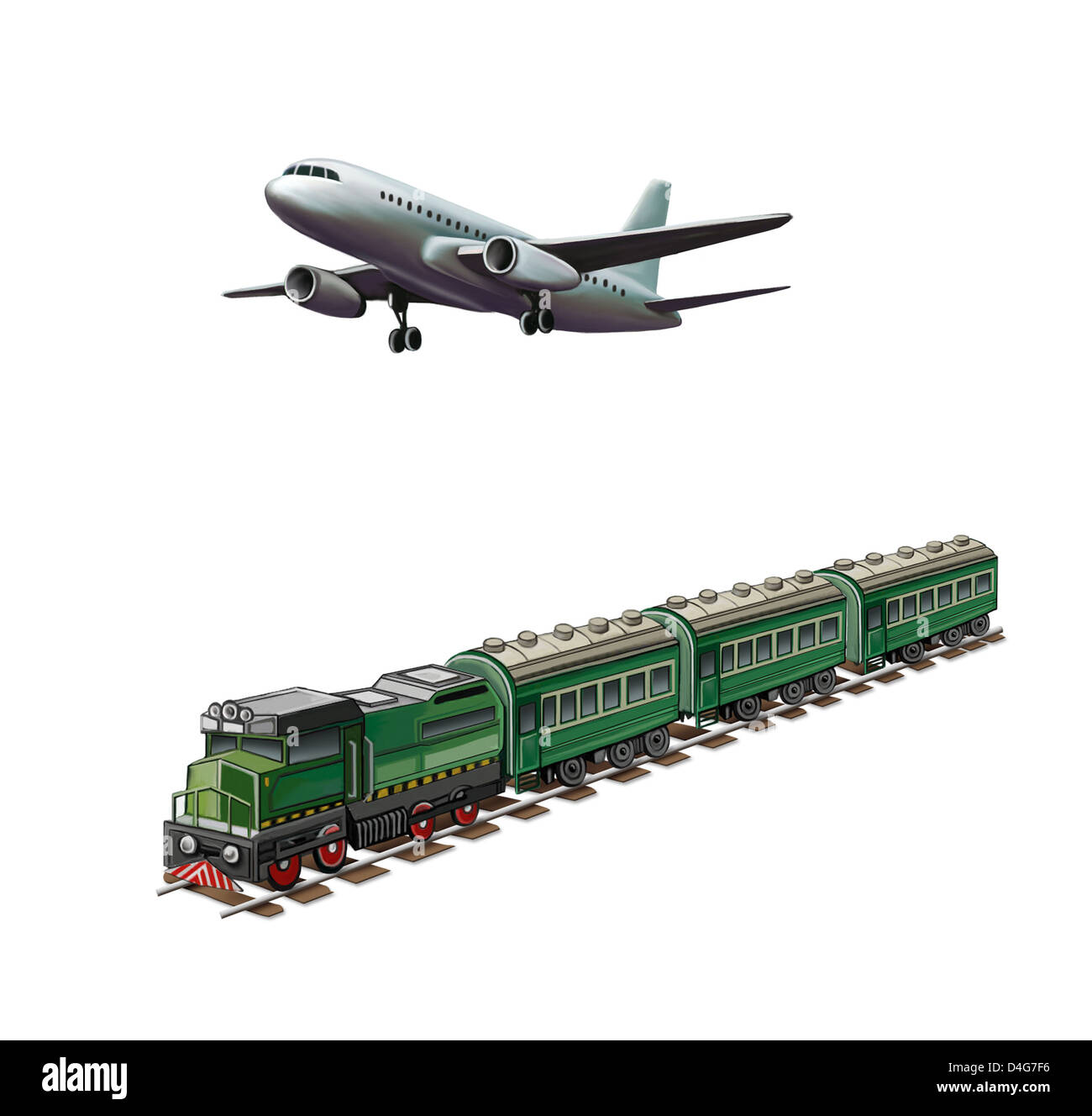 Moderno aereo, verde treno passeggero Foto Stock
