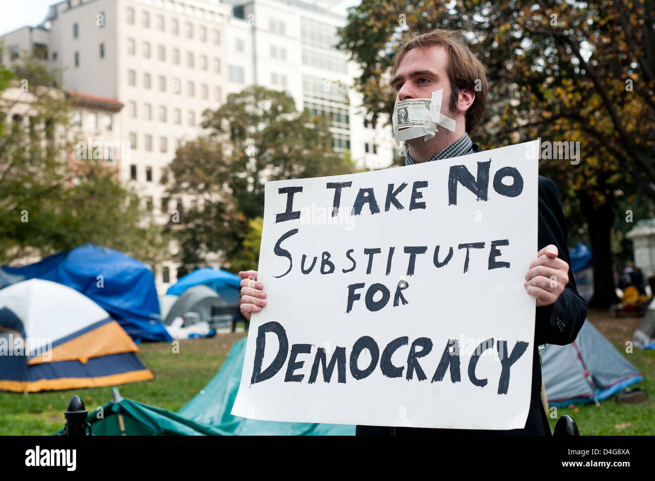 Washington DC, Stati Uniti d'America, la professione di McPherson Square occupano il movimento Foto Stock