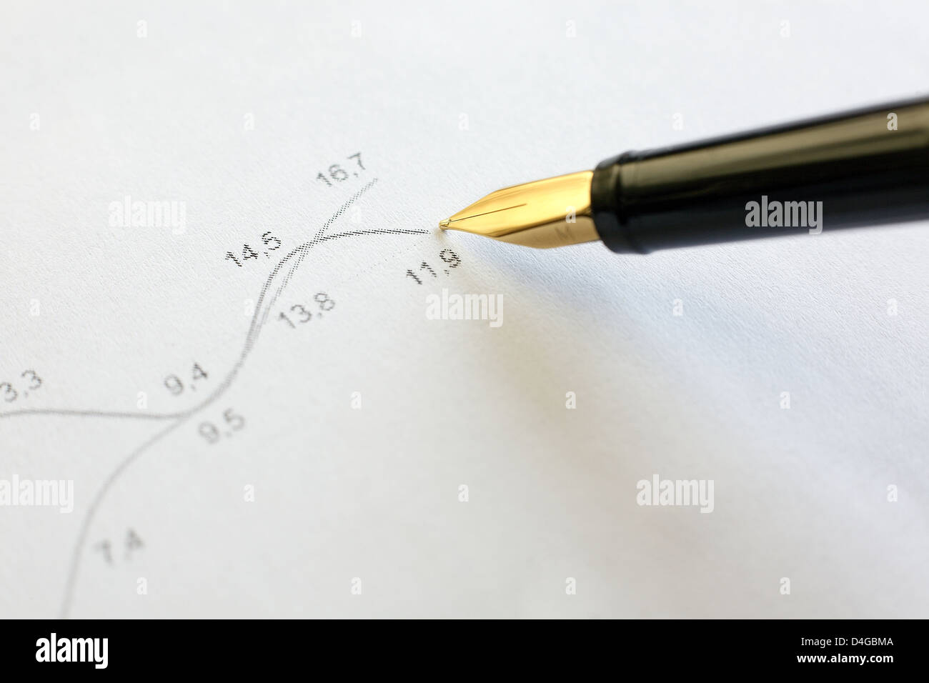 Grafico che mostra il declino nel settore finanziario Foto Stock