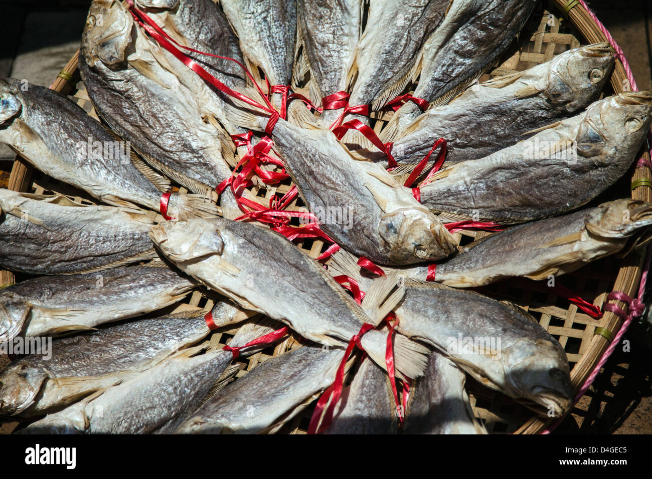 Pesci secchi sul pesce essiccato Street di Hong Kong Foto Stock