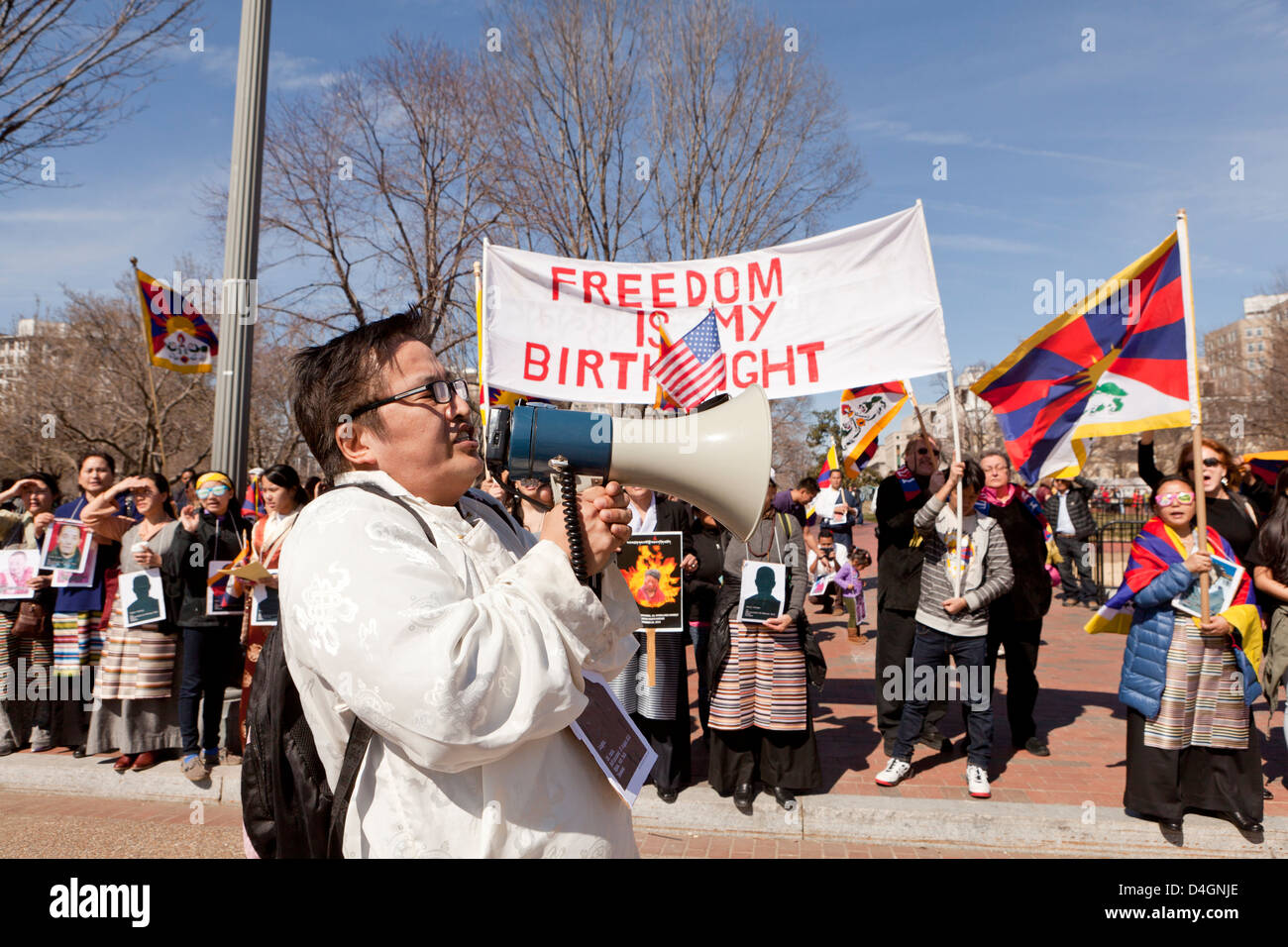 Il Tibetano manifestanti a Washington DC Foto Stock