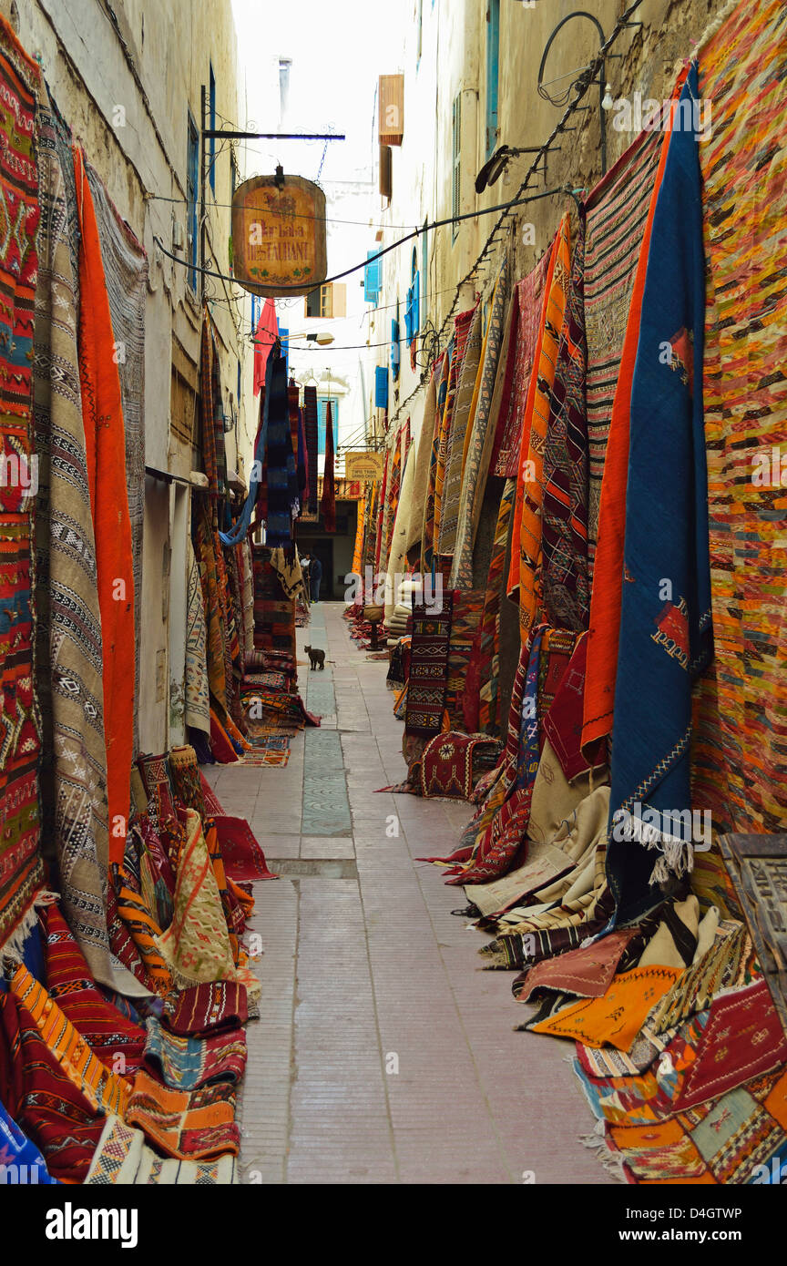 Esposizione della merce, Essaouira, Marocco, Africa del Nord Foto Stock