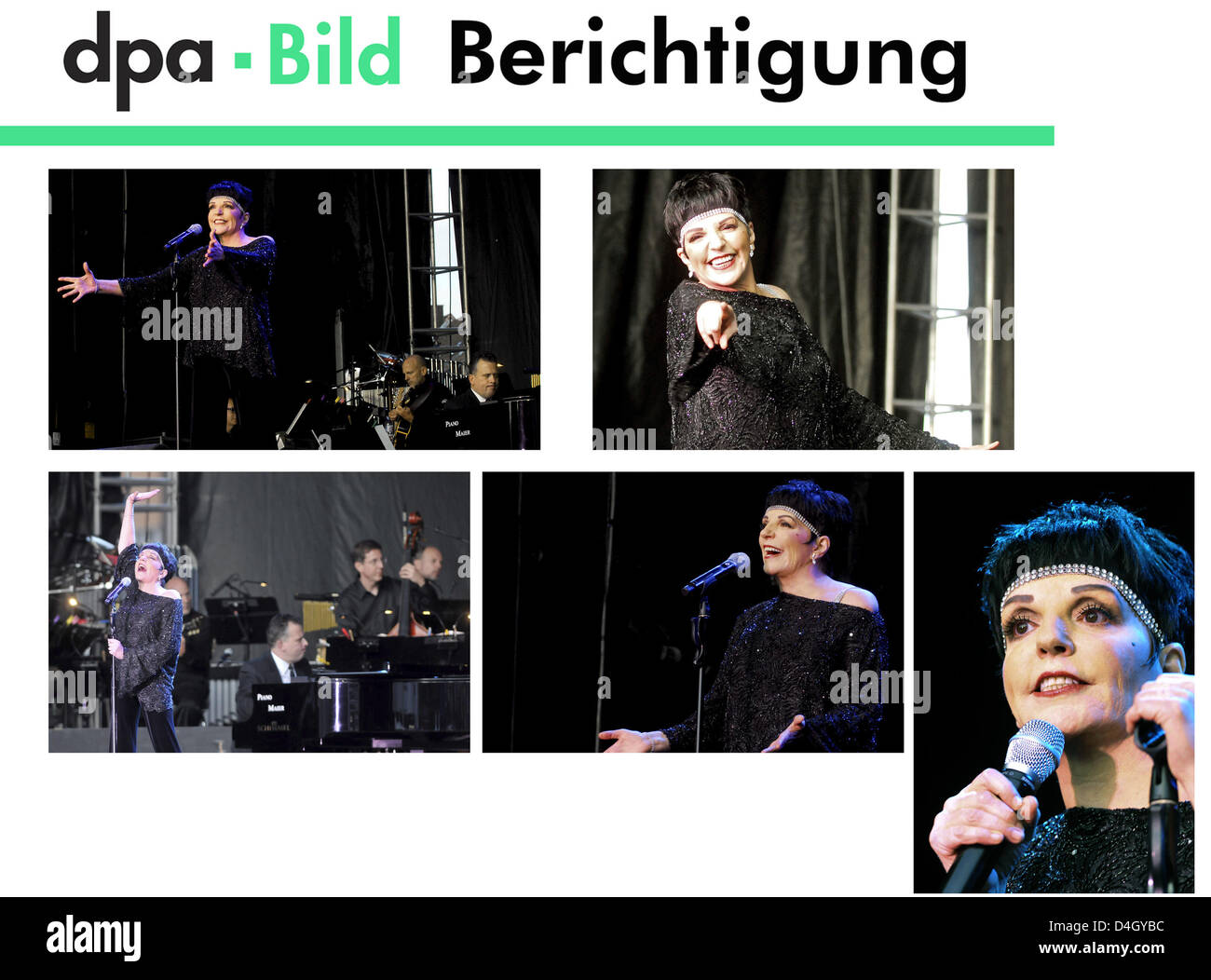 Cari clienti, vi è stato un errore nelle foto ULM00, ULM002, ULM003, ULM004 e ULM006 di Liza Minnelli il concerto, che sono stati inviati su Domenica, 20 luglio 2008. Il nome dell'artista è scritto "innelli", non "inelli' come era scritto nelle foto. Ci scusiamo per questo errore. Il corretto le didascalie verranno inviati nuovamente. Sinceramente, dpa-immagine scrivania, telefono: 069 2716 421 Foto Stock