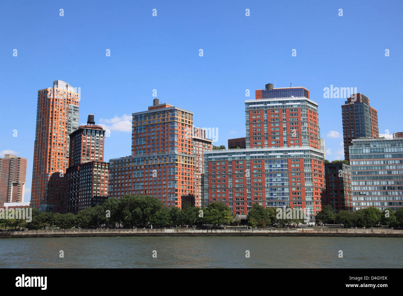 Battery Park City, il Quartiere Finanziario di Manhattan, New York City, Stati Uniti d'America Foto Stock