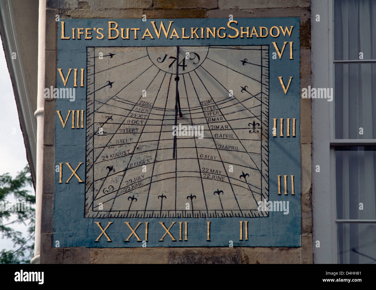 Salisbury Wiltshire, Inghilterra Malmesbury Casa Wall comporre datate dal 1749 questo calendario giuliano Foto Stock